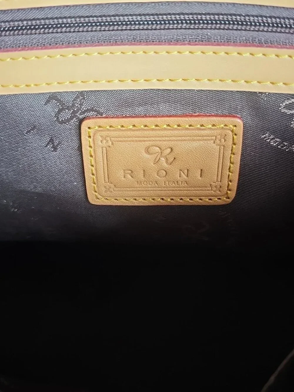 Rioni Signature Brown Top Handle Satchel Bag